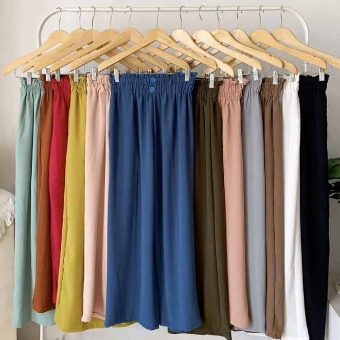 DOBBY PANTS / CELANA KULOT CRINKLE AIRFLOW WANITA KANCING 2 / BUTTON CRINKLE PANTS CULLOTE