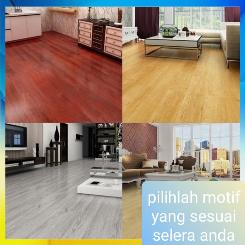 parket lantai vinyl + perekat tebal empuk motif kayu