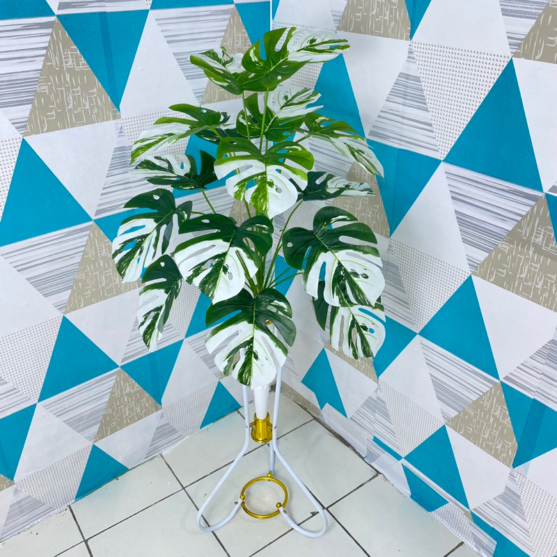 BUNGA HIAS BUNGA SUDUT MONTERA JUMBO SET POT STANDING BESI