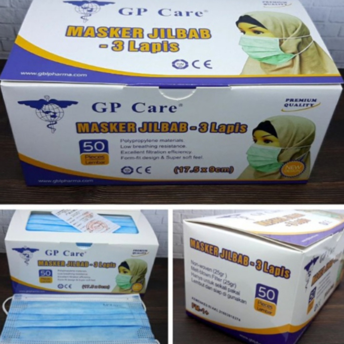 MASKER HIJAB HEADLOOP MEDIS 3 PLY GP CARE