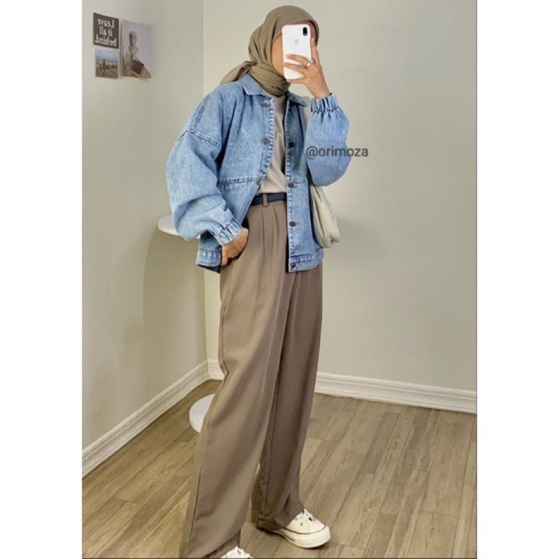 Vintage Baggy Jaket Jeans oversize wanita