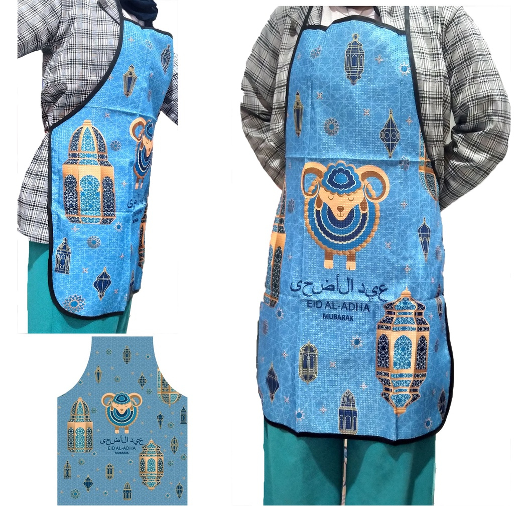 (SerbaSerbi)Alas Pelindung Masak Apron Masak Dapur Bahan Polyester / Celemek Masak Dapur Idul Adha Celemek Restoran Dilengkapi Dengan Tali Kanan Kiri Termurah