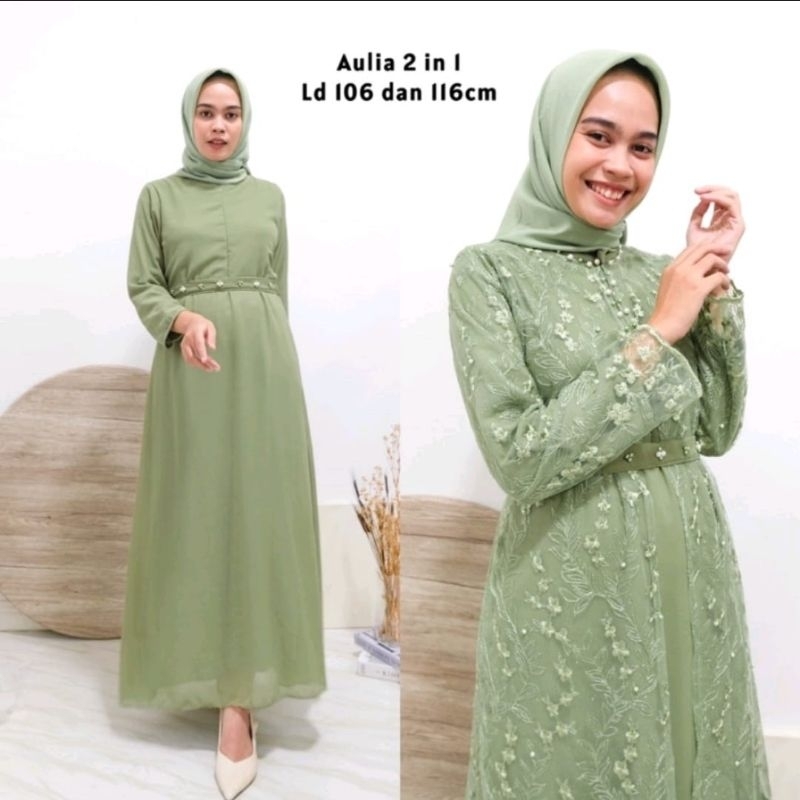 Sartika Dress Aulia 2in1 Brokat Premium Dress Brokat Kondangan Dress Tile Dress Kondangan Dress Kondangan Wedding Dress Gamis Brukat Gamis Brokat Jumbo Dress Layer Muslimah Brukat Cantik Mix Mutiara