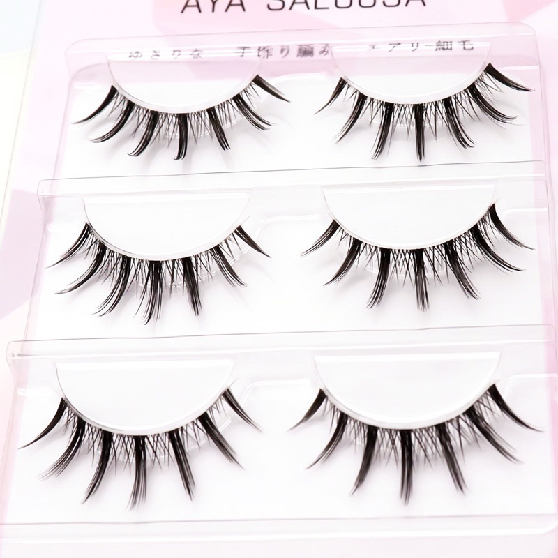 007 - 3PASANG Air False Eyelashes Comic Eye Japanese Fake Eye Lashes Extension Clear Band Natural Nude Makeup Little Devil