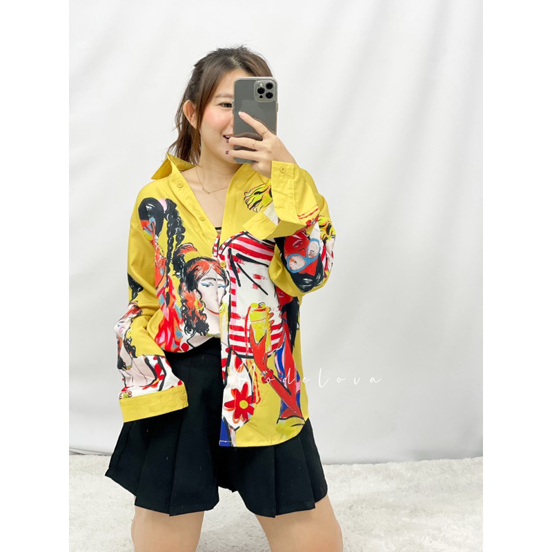 MDLV ~ 5614# Kemeja Cewek Kue Doughnut Import