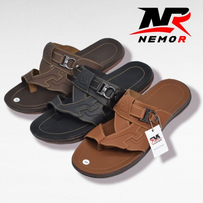 Sandal Slide NEMOR NR06 Sandal Gesper Sandal Selop Kulit Pria