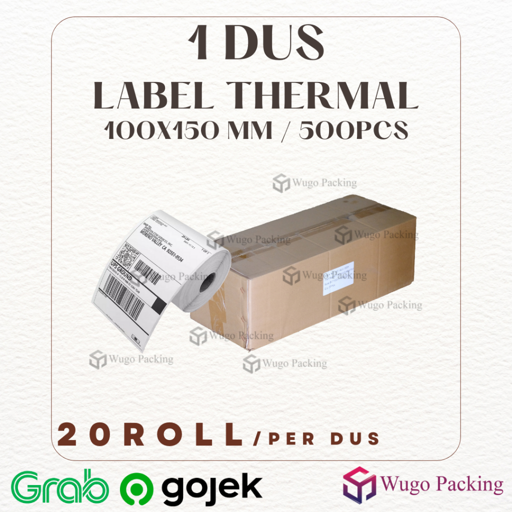 

LABEL THERMAL 100 X 150 mm isi 500 pcs KERTAS STICKER 1 Dus isi 20Roll