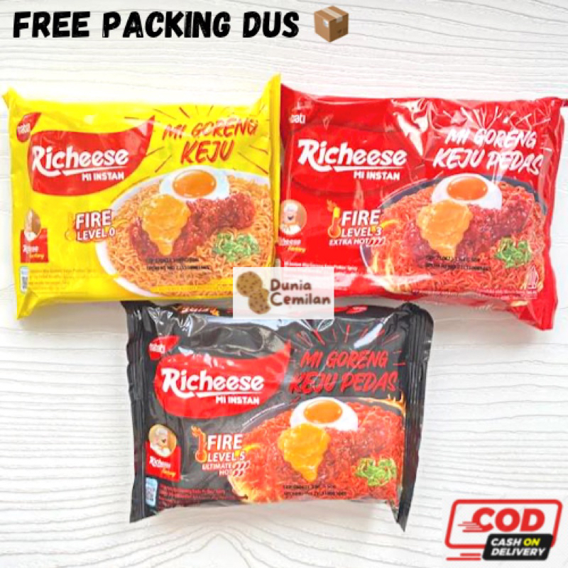 [TERMURAH!!] Richeese Mie GORENG Keju Pedas Lv 0-3 - Mie Instant Kering Keju