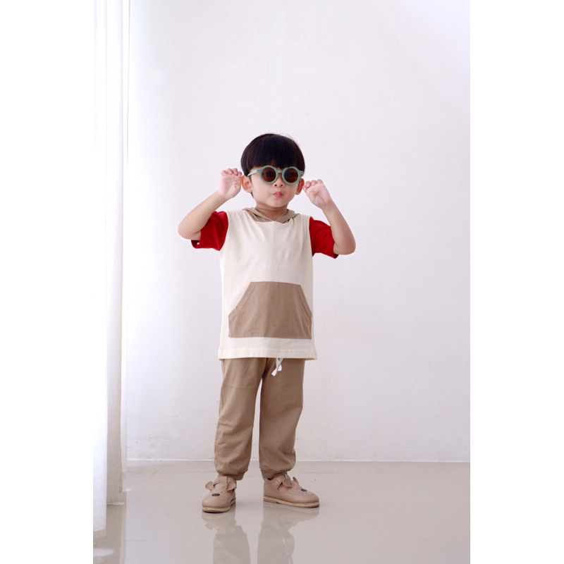 Snoopy Colorblock Hoodie Pocket | Setelan Anak Unisex 1-10 tahun