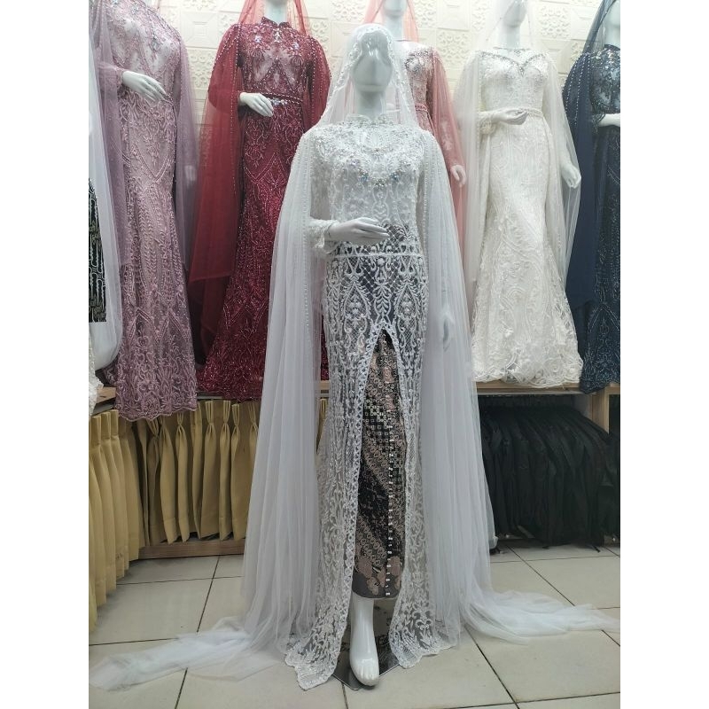 KEBAYA AKAD  BEREREKOR /KEBAYA AKAD ///GAUN WEDDING/GAUN PENGANTEN UKURAN BESAR/BAJU AKAD