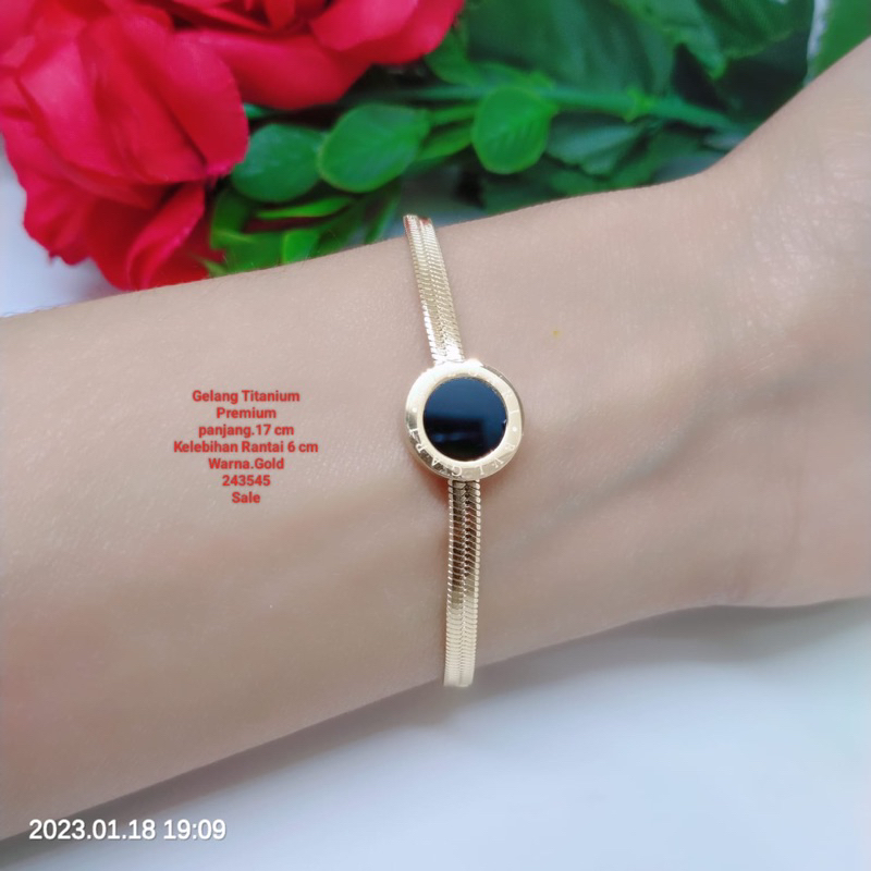 Gelang Titanium Premium Perhiasan Lapis Emas Terlaris Termurah Anti Karat Anti Luntur