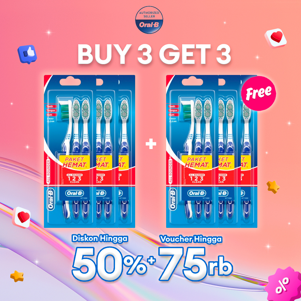 Oral-B Sikat Gigi All Rounder 123 Clean Soft 3s - Isi 6