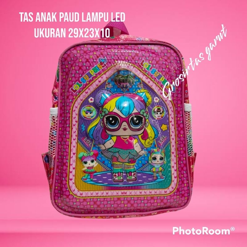 Tas Anak Rangsel Sekolah Paud Gambar LOL Menggunakan Lampu Led Menyala