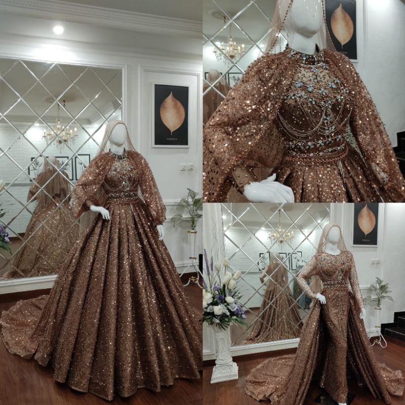 NEW GAUN PENGANTEN CRONOLIN 2 IN 1  /BAJU PENGANTIN MODEL TERBARU/GAUN SLIM DRESS/GAUN MODREN /GAUN PENGANTIN BEREKOR/WEDDING DRESS