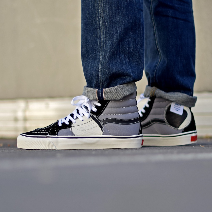 VANS SK8-HI LX BRICOLAGE VINTAGE BLACK MARSHMALLOW ORIGINAL 100%