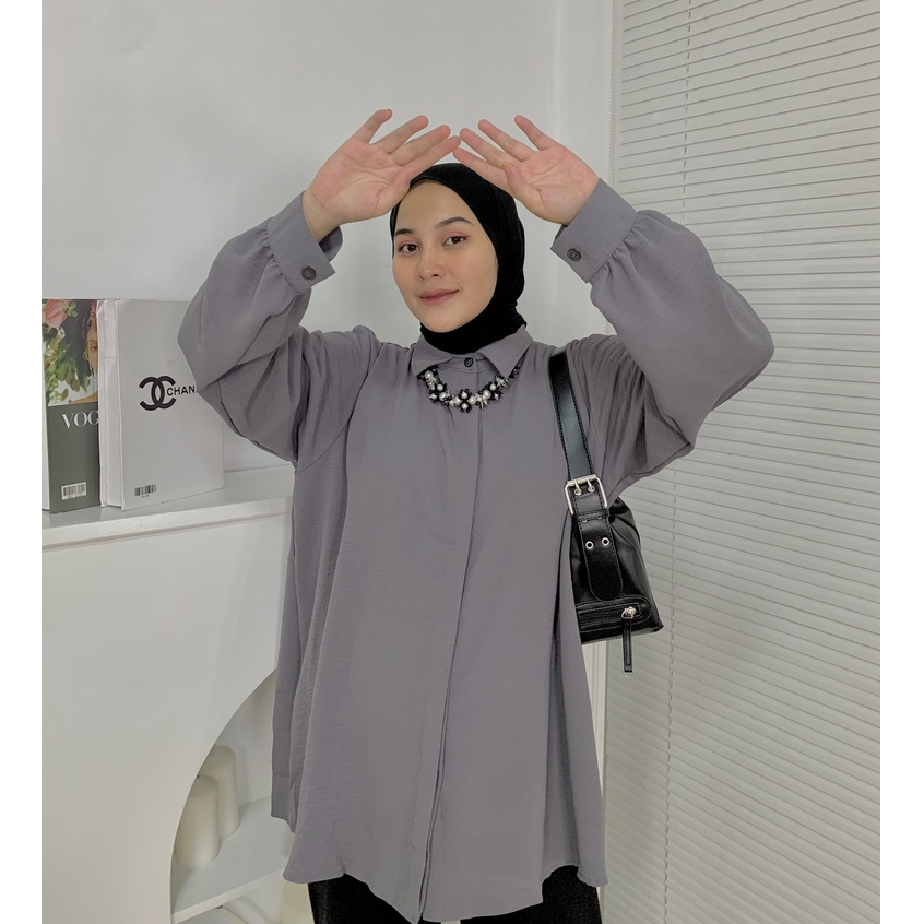 Lizzy Shirt Atasan Wanita Kekinian - Blouse Kemeja Wanita By Mahyra