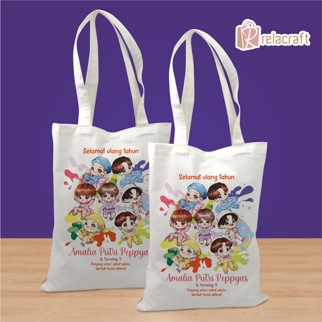 TAS BTS/SOUVENIR ULANG TAHUN/HAMPERS ULANG TAHUN/CETAK FC F4 1 SISI