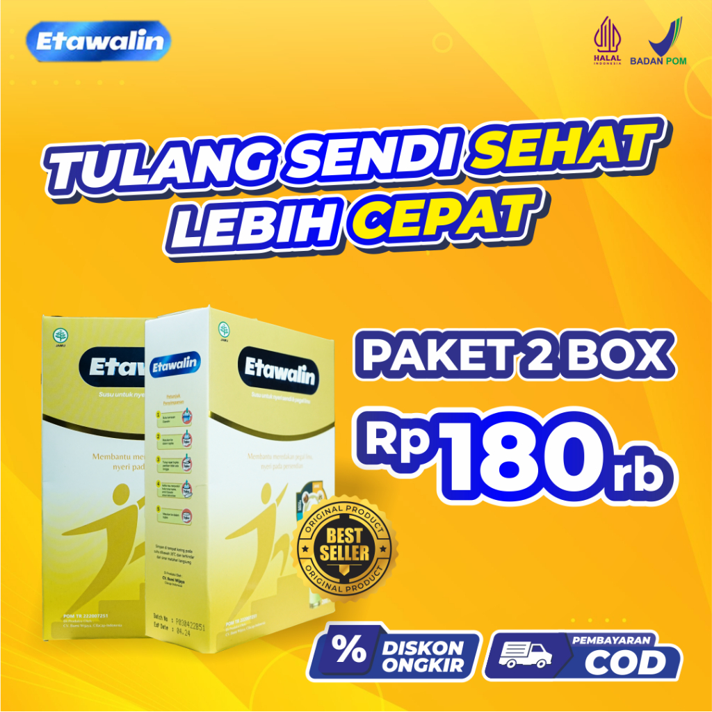 

PAKET 2 BOX - Etawalin Susu Kambing Etawa Atasi Asam Urat dan Nyeri Sendi Lebih Sehat Cocok Untuk Usia Lansia
