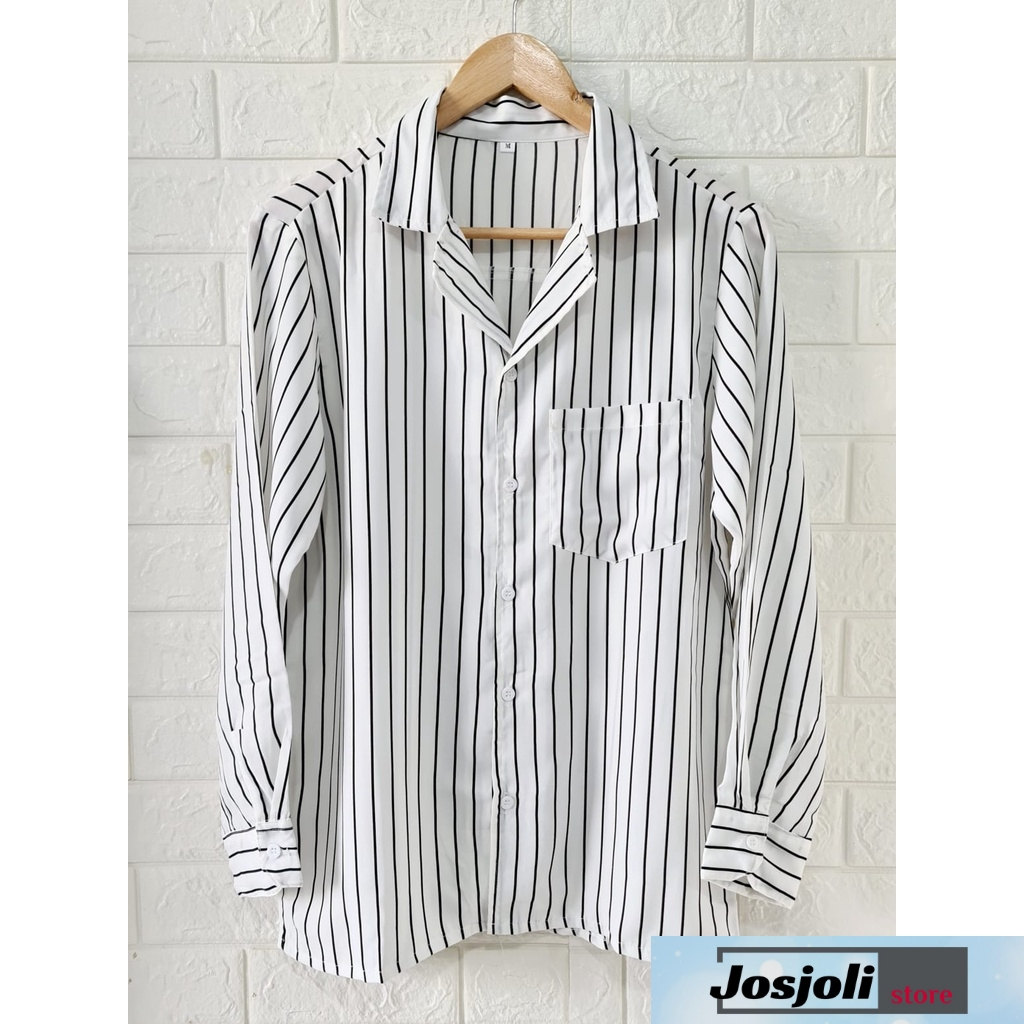 JOSJOLI_STORE/Kemeja Salur PJ066,PD03 &amp; Kemeja so hoo/Kemeja Pria Dewasa Kekinian/Fit M L XL/Realpict