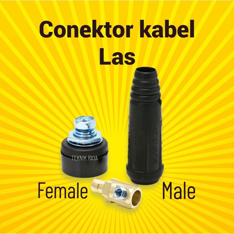 Konektor colokan kabel mesin las listrik / Fitting connector converter las male (jantan) female (bet