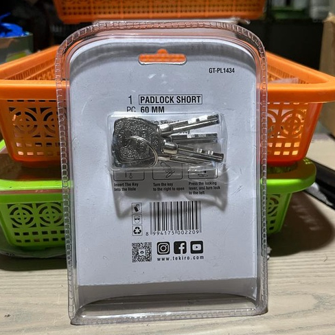 Gembok TEKIRO Putih 40mm 50mm 60mm LEHER PENDEK - Kunci Gantung Crom Bagus - Gembok Pendek Putih Chrome Padlock Short Top Security TKR