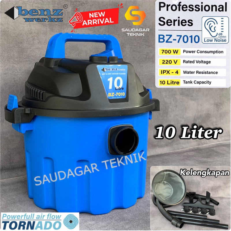 Vacuum Cleaner 10 Liter Benz Wet Dry Vacum Cleaner Mesin Sedot Debu alat Penyedot Penghisap Debu Ruangan Lantai Mobil Karpet Basah Kering