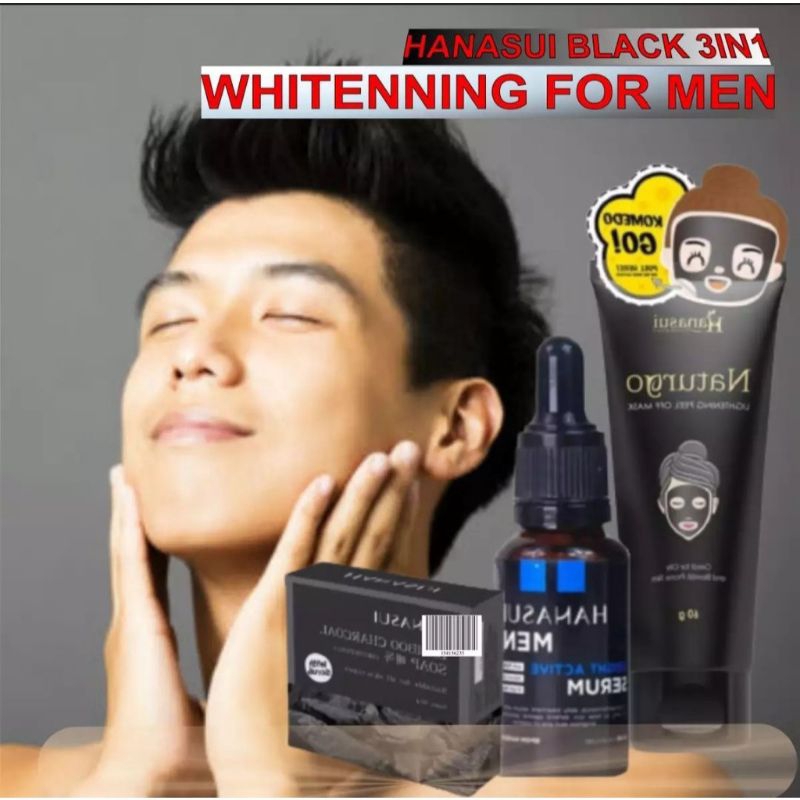 HANASUI PAKET GLOWING FOR MEN / SERUM HANASUI MEN / PAKET 3IN1  HANASUI MEN / HANASUI MEN BRIGHT ACT