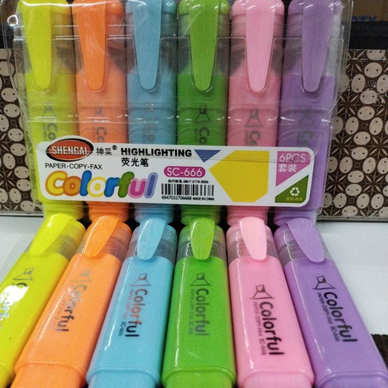 

ASEMKAJKT - 6Pcs Stabilo Highlighter Penanda Buku / Stabilo Warna Warni