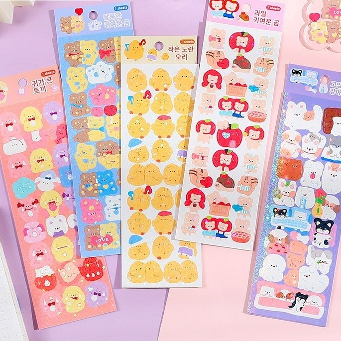

Sticker Stiker Lucu Glitter Cake Duck Bear Imut Dekor 05 Deco Sticker
