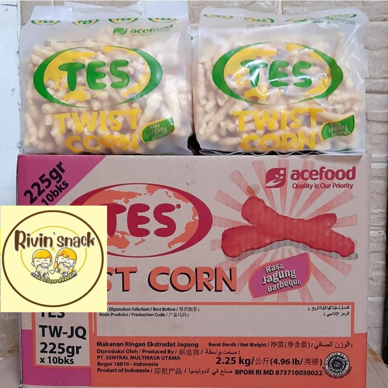 

1 DUS TWIST CORN TES (225gr X 10 BKS) 0.25 KG X 10 BUNGKUS GROSIR CEMILAN SNACK
