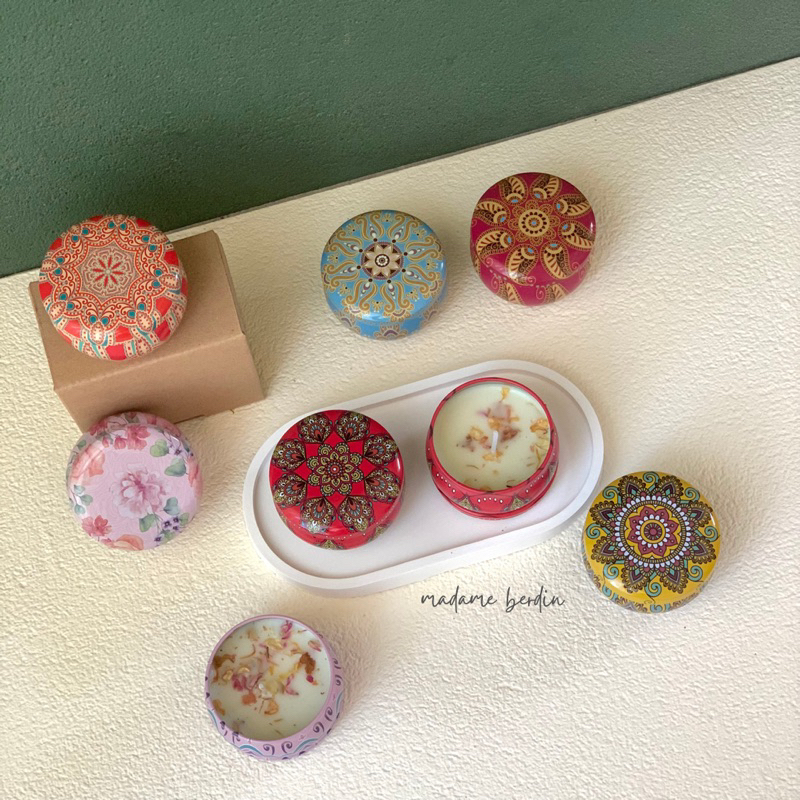 Scented Candle in jar | Bohemian Scented Candle | Lilin Aromaterapi Bohemian | Ethnic Scented Candle | Aromatherapy candle Lilin Natal Christmas Candle