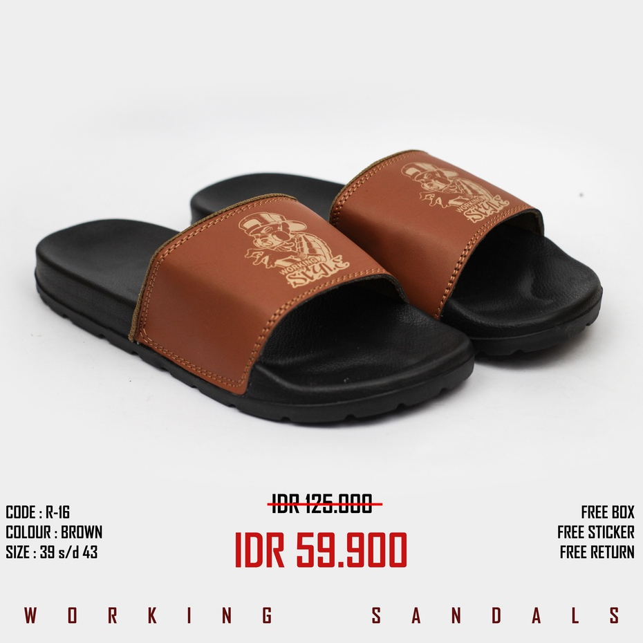 Sandal Slop Pria Working R-16 Ukuran 39 Sampai 43 Slip On Original