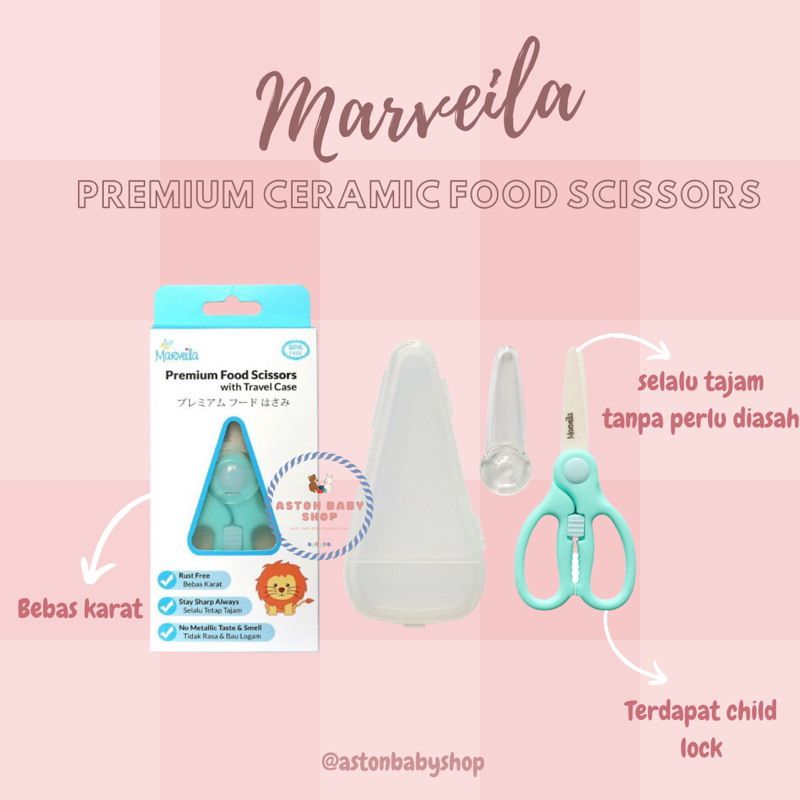 Marveila Premium Ceramic Food Scissors with Case Gunting Makanan Keramik