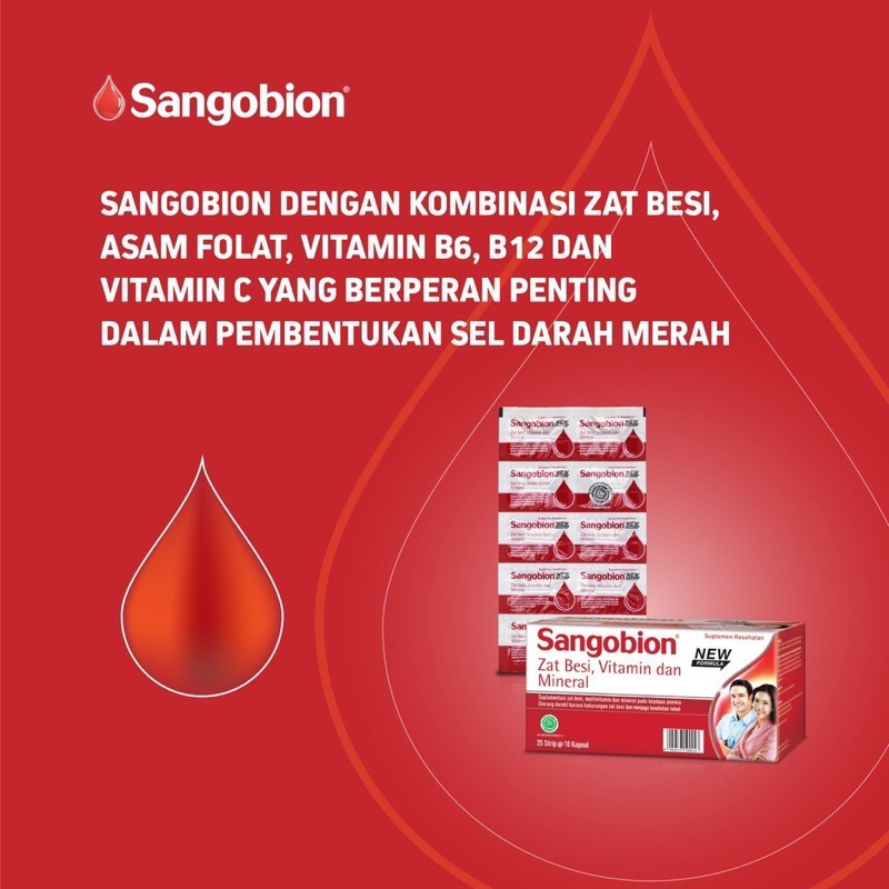 Sangobion per STRIP isi 4 10 Kapsul Tambah Darah Anemia