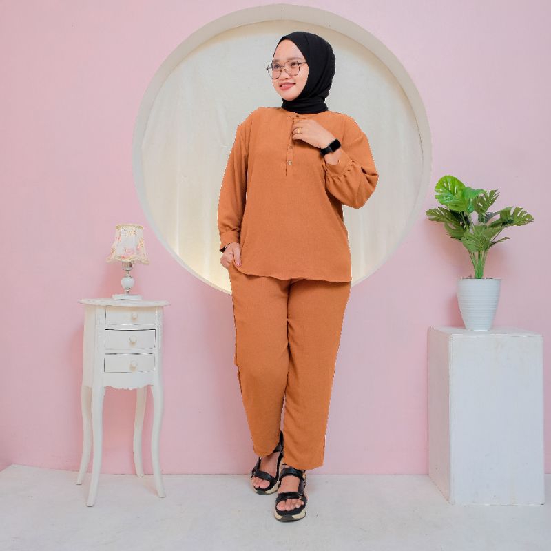 one set wanita jumbo cringkle air flow