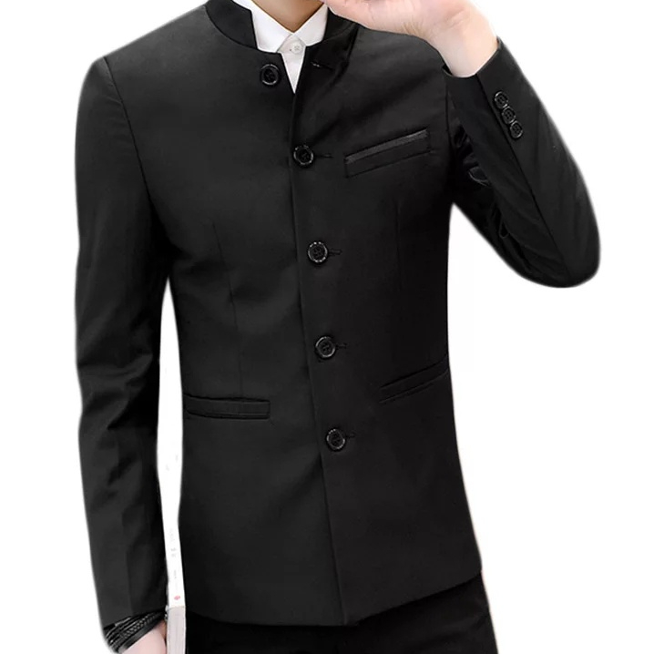 BLAZER MANDARIN PRIA SLIMFIT JASKO KIYOSHI BLACK ORIGINAL NIKAYU BAHAN HIGH TWIST PREMIUM (S,M,L,XL)