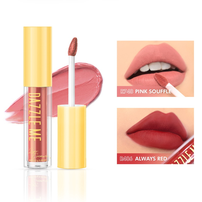 DAZZLE ME Velvet Matte Lip Cream | Vitamin E Waterproof Lipstik Pigmented ( YOU MAKEUPS OFFICIAL JAK