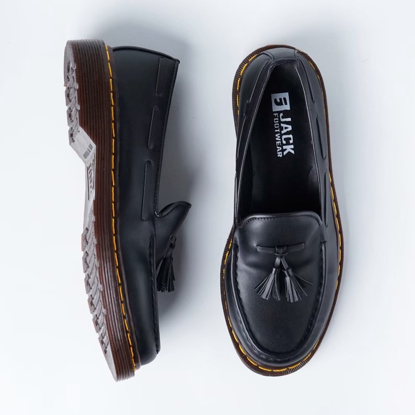 CLEVE BLACK |ManNeedMe x Jack| Sepatu Loafers Pria Formal Slip On Docmart ORIGINAL