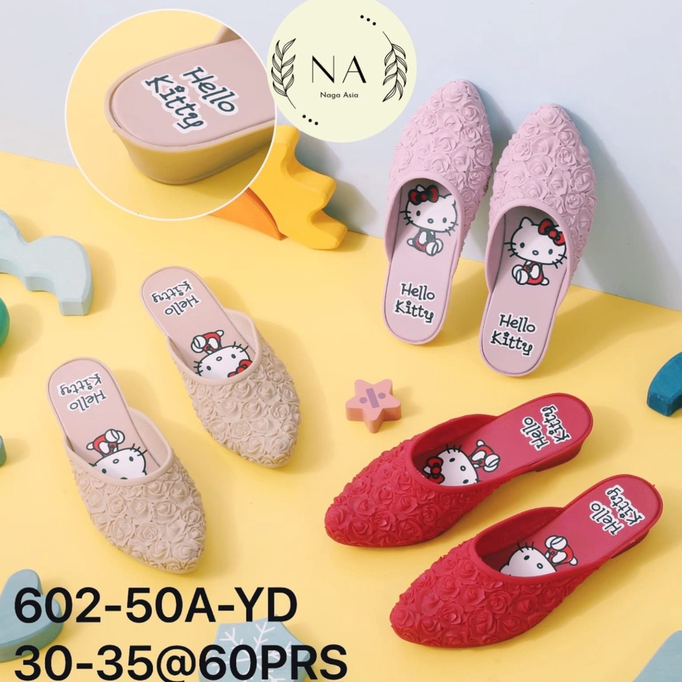 sandal selop sepatu anak perempuan motif rose balance 602-50 size 30-35//sandal anak jelly perempuan import