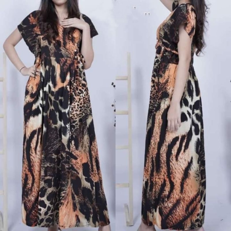 longdres kimono/ Dres kimono panjang/ dres leopard/ dres motif macan/ Kartika panjang/Korean dres/dr
