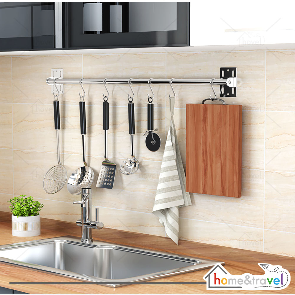 HOVELSHOP Rak Dapur Dinding Stainless Steel Tempat Alat Dapur Kamar Mandi Minimalis