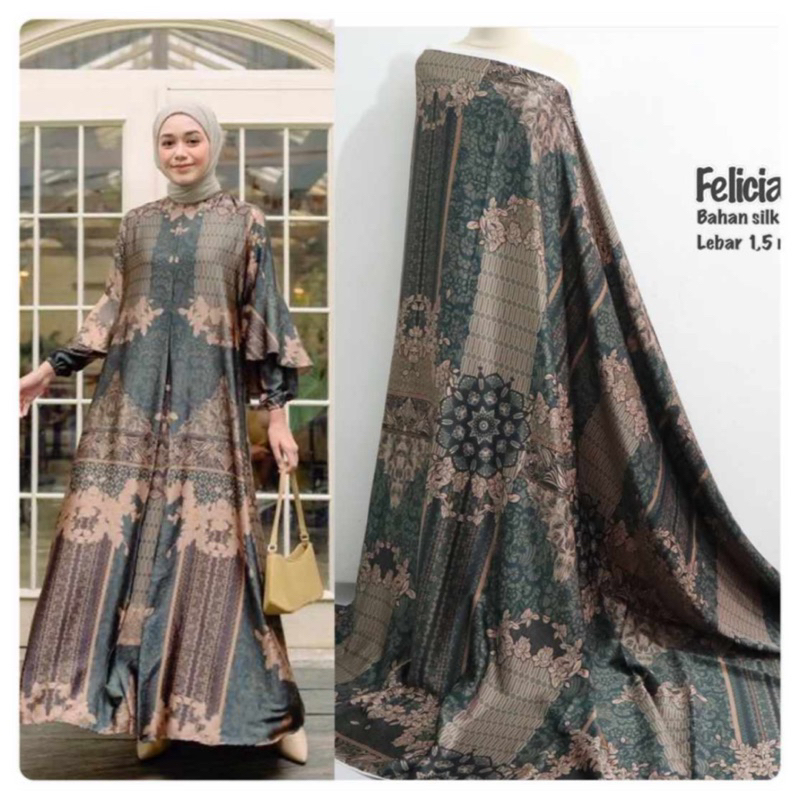 Bahan Kain silk meteran Felicia / bahan silk / bahan gamis seragam dan mukena / maxmara / diorsilka