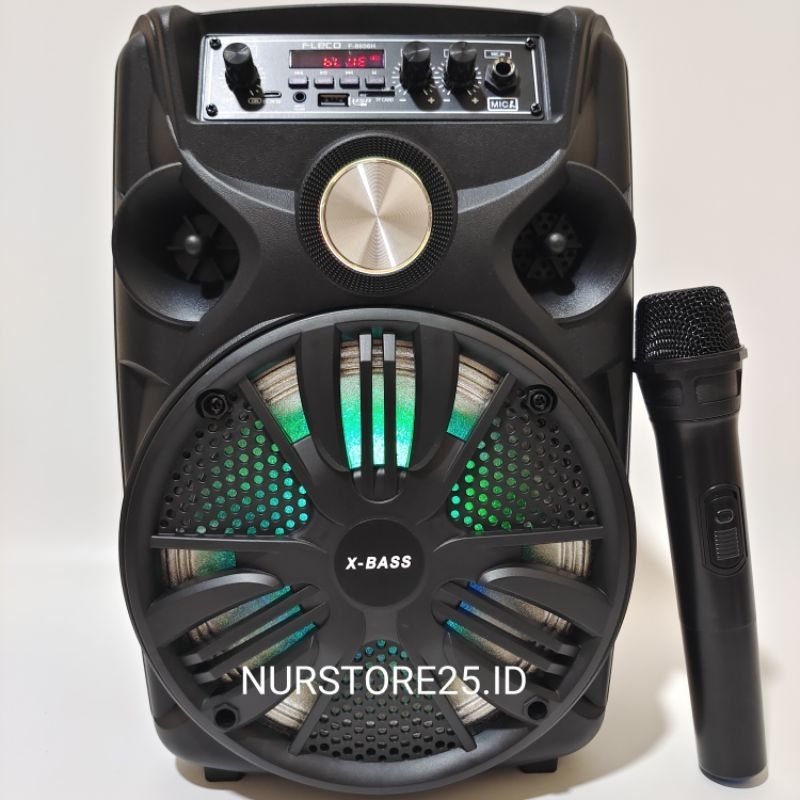 Speaker Bluetooth Karaoke FLECO X-BASS 5000 Watt F-8606H/F-8955D 8,5 INCH Bonus Microphone Wireless 