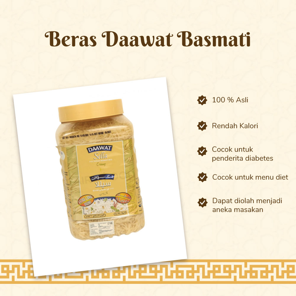 

Arabian Palm - DAAWAT BASMATI 25kg Beras Basmati Kaya Nutrisi dan Rendah Kalori Asli Arab Premium Beras Briyani