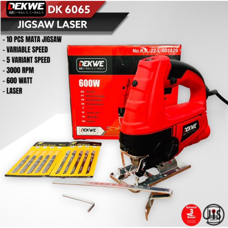 Mesin jigsaw DEKWE DK6065 Laser bonus mata jigsaw variabel speed mesin gergaji kayu ukir by APR