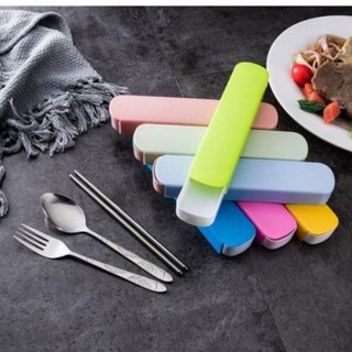 SGMSHOP SG10  Sendok Garpu Makan Set Stainless Steel Alat makan sendok garpu portable sumpit set Stainless Steel Set 3in1 Sendok Garpu Sumpit Portable Stainless Steel