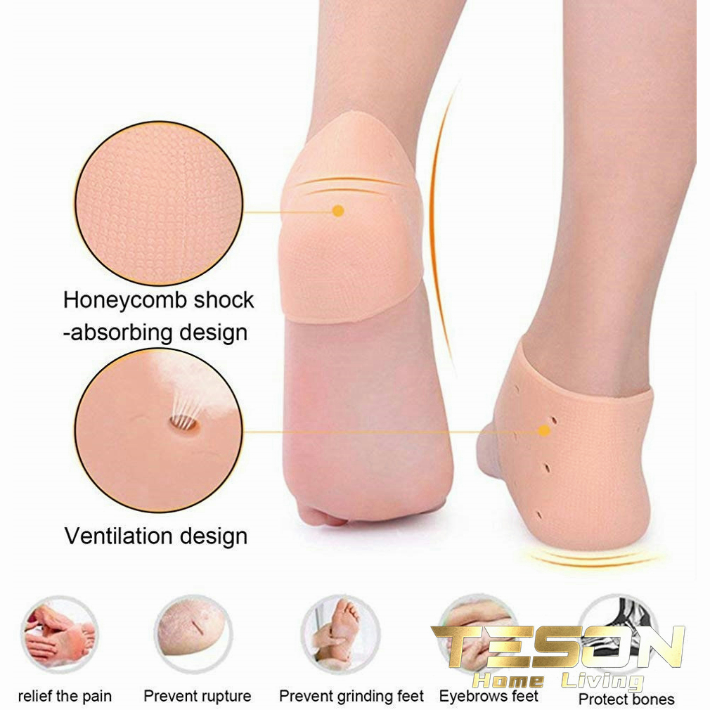 Kaos Kaki Pelindung Tumit Pecah Silikon Gel Insole / Heel Socks