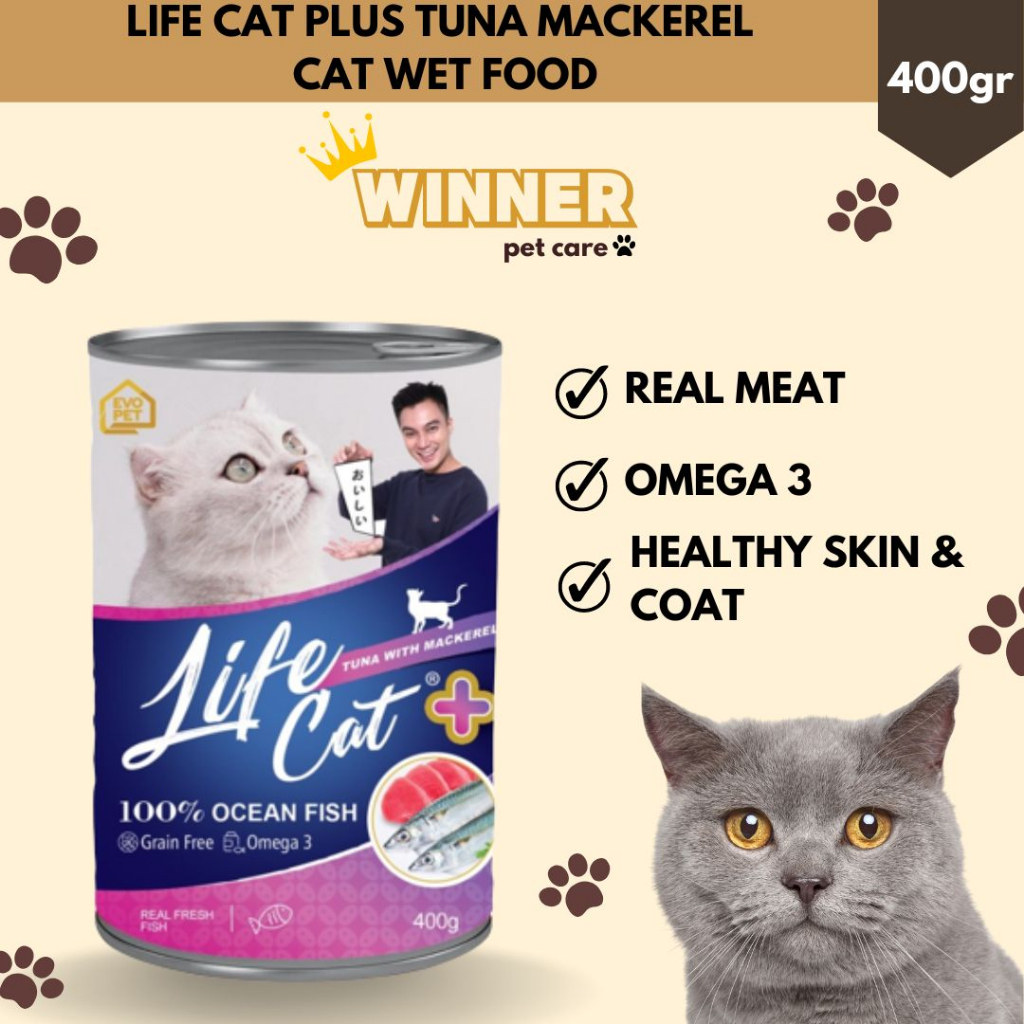 LIFE CAT Plus Tuna Mackerel Wet Cat Food Kaleng 400gr