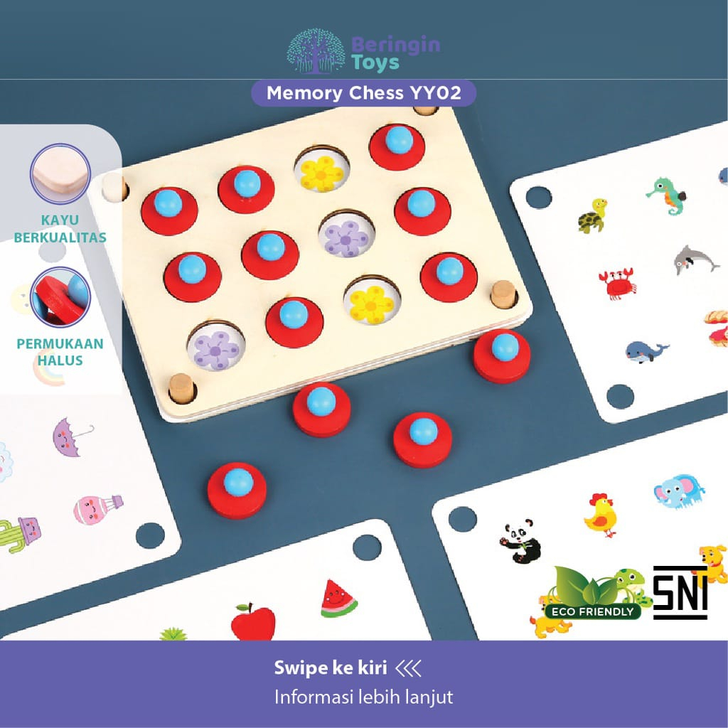 Mainan Edukasi - Memory Chess / Board Game / Mainan Tebak Gambar / Mainan Gambar Anak