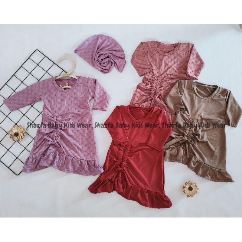 Gamis bayi newborn - 2 tahun / Gamis anak perempuan  free jilbab murah / gamis serut